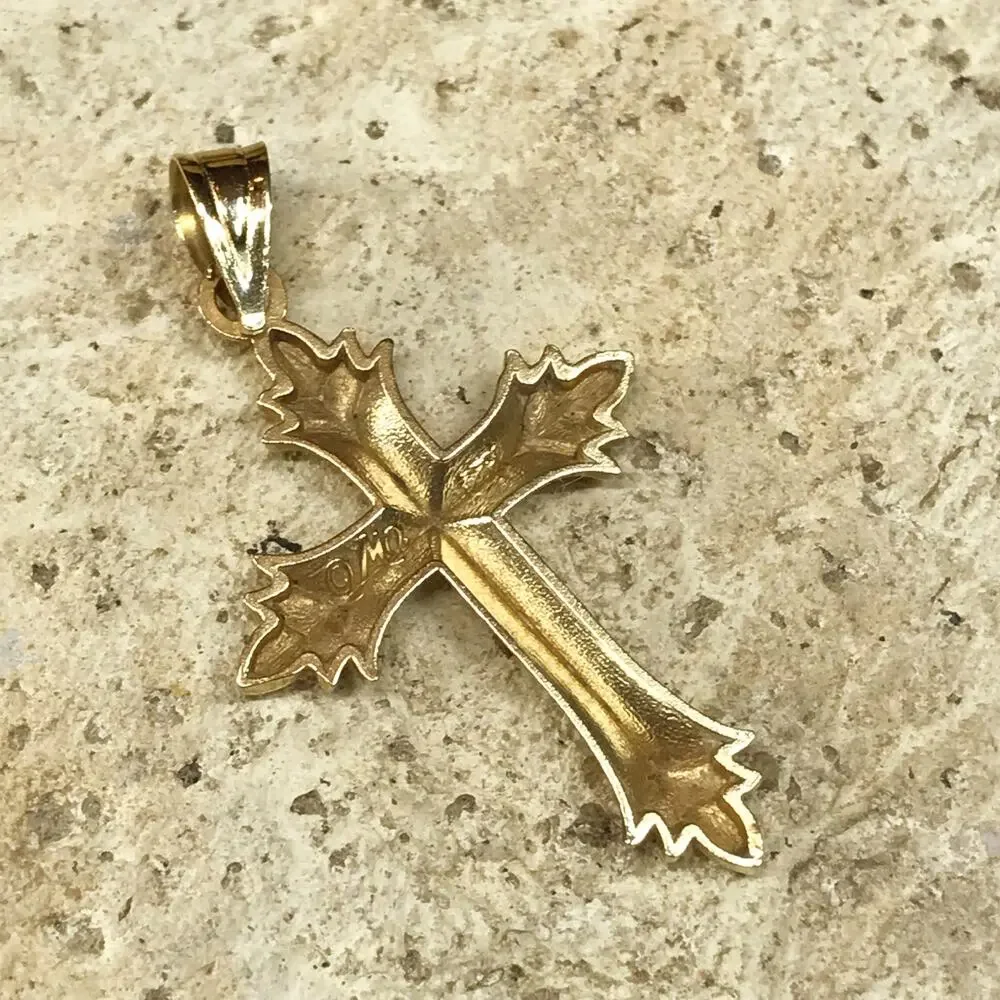 Solid 14K Gold MA Michael Anthony 1.21in Religious Christian Cross Pendant .96g - Picture 10 of 10